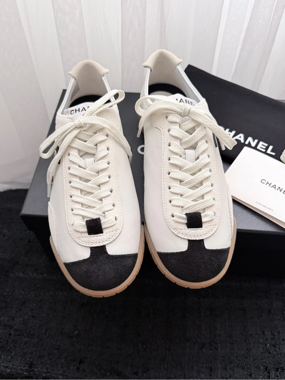 Auth BNIB Chanel CC Logo White Leather Suede Sneakers - Size 38